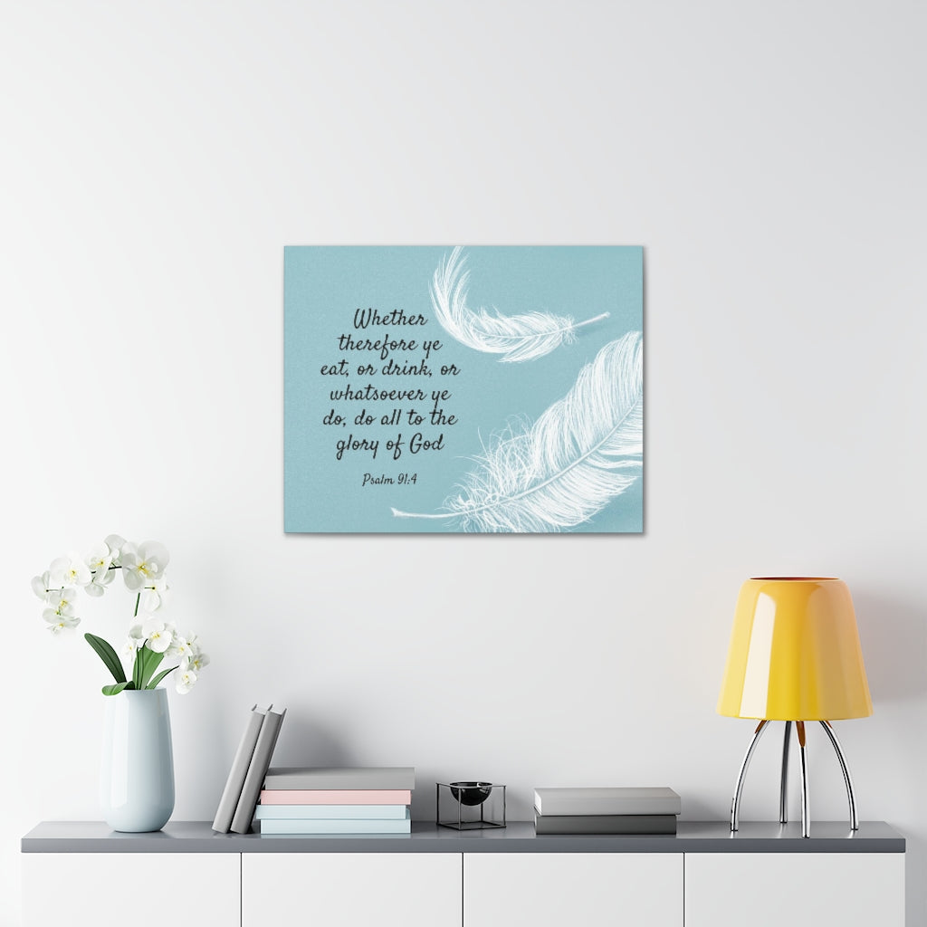 Glory Of God Psalm 91:4 Feather Bible Verse Canvas Christian Wall Art Ready to Hang Unframed-Express Your Love Gifts