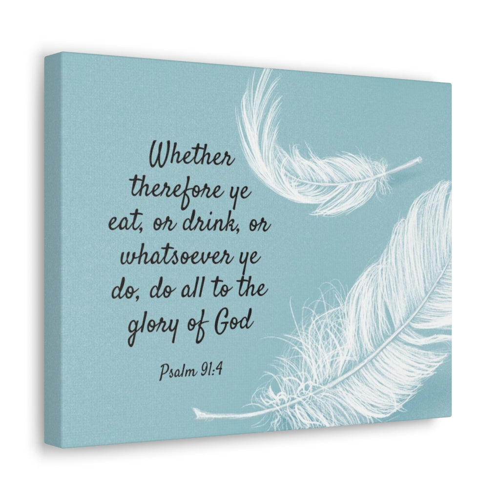 Glory Of God Psalm 91:4 Feather Bible Verse Canvas Christian Wall Art Ready to Hang Unframed-Express Your Love Gifts