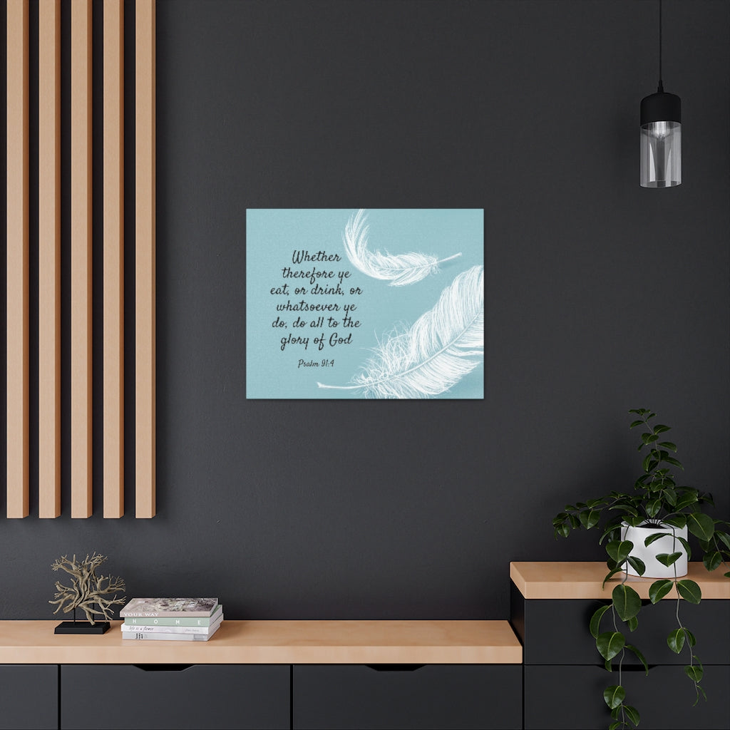 Glory Of God Psalm 91:4 Feather Bible Verse Canvas Christian Wall Art Ready to Hang Unframed-Express Your Love Gifts