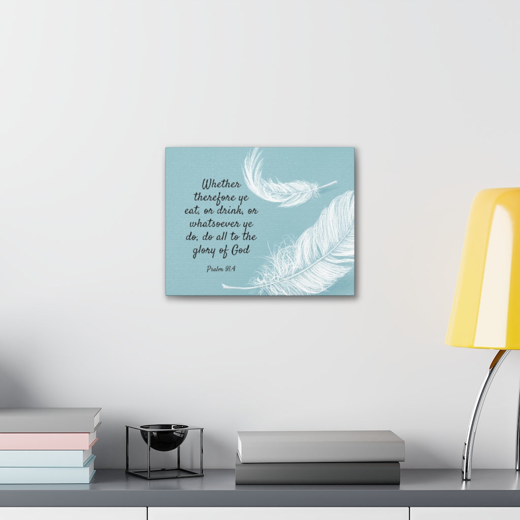 Glory Of God Psalm 91:4 Feather Bible Verse Canvas Christian Wall Art Ready to Hang Unframed-Express Your Love Gifts