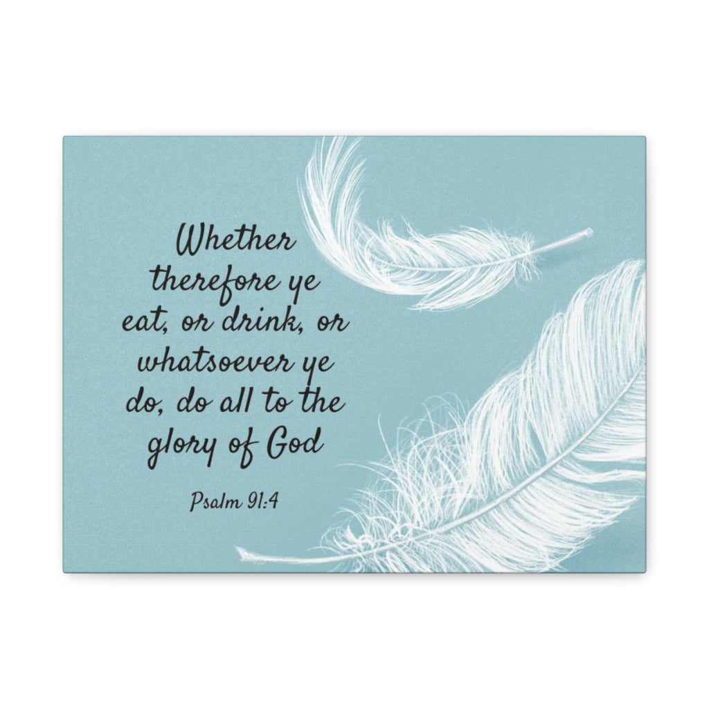 Glory Of God Psalm 91:4 Feather Bible Verse Canvas Christian Wall Art Ready to Hang Unframed-Express Your Love Gifts