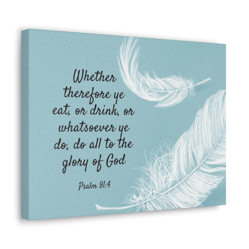 Glory Of God Psalm 91:4 Feather Bible Verse Canvas Christian Wall Art Ready to Hang Unframed-Express Your Love Gifts