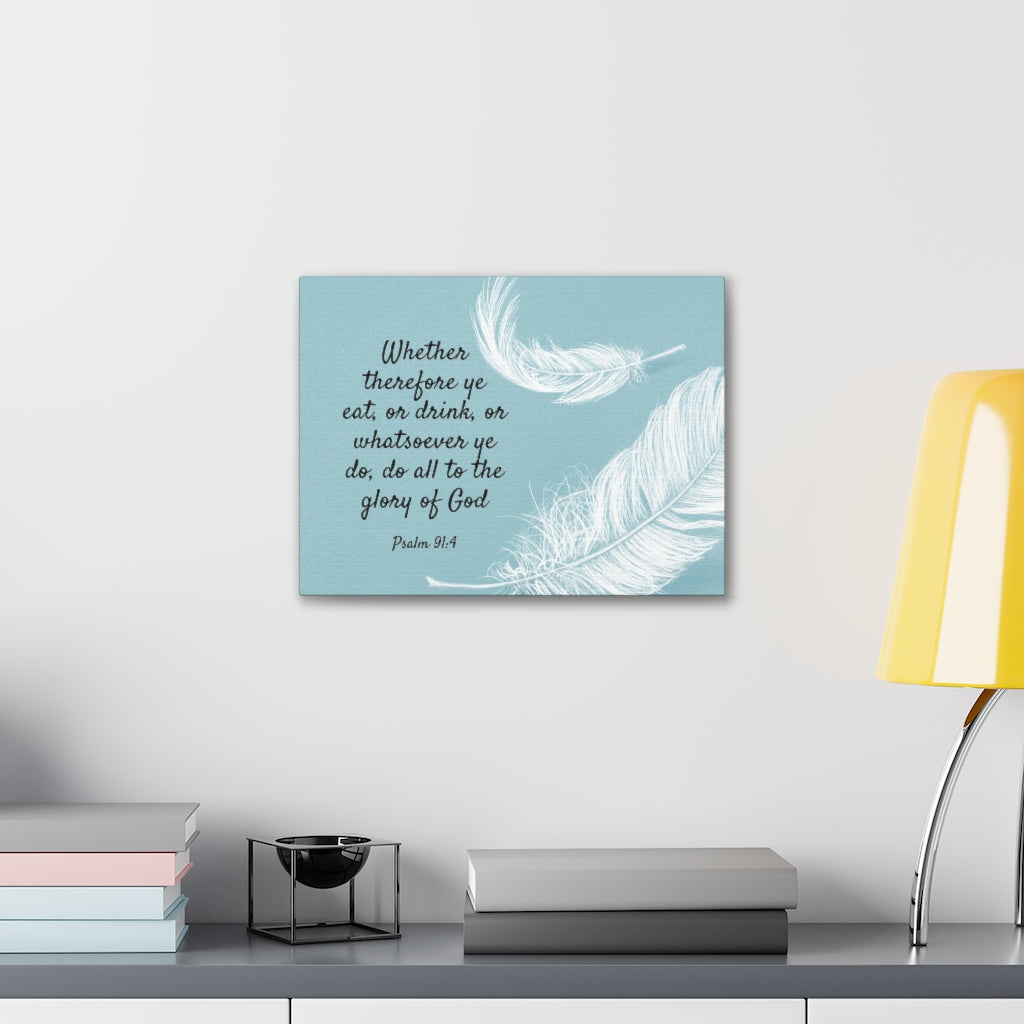 Glory Of God Psalm 91:4 Feather Bible Verse Canvas Christian Wall Art Ready to Hang Unframed-Express Your Love Gifts