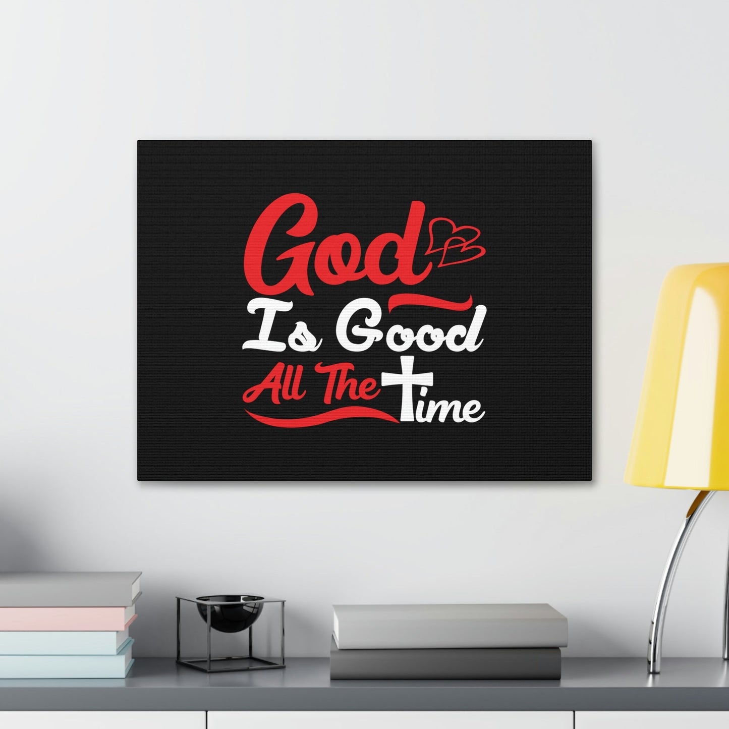 God Is Good All The Time Psalm 100:5 Red Christian Wall Art Bible Verse Print Ready to Hang Unframed-Express Your Love Gifts