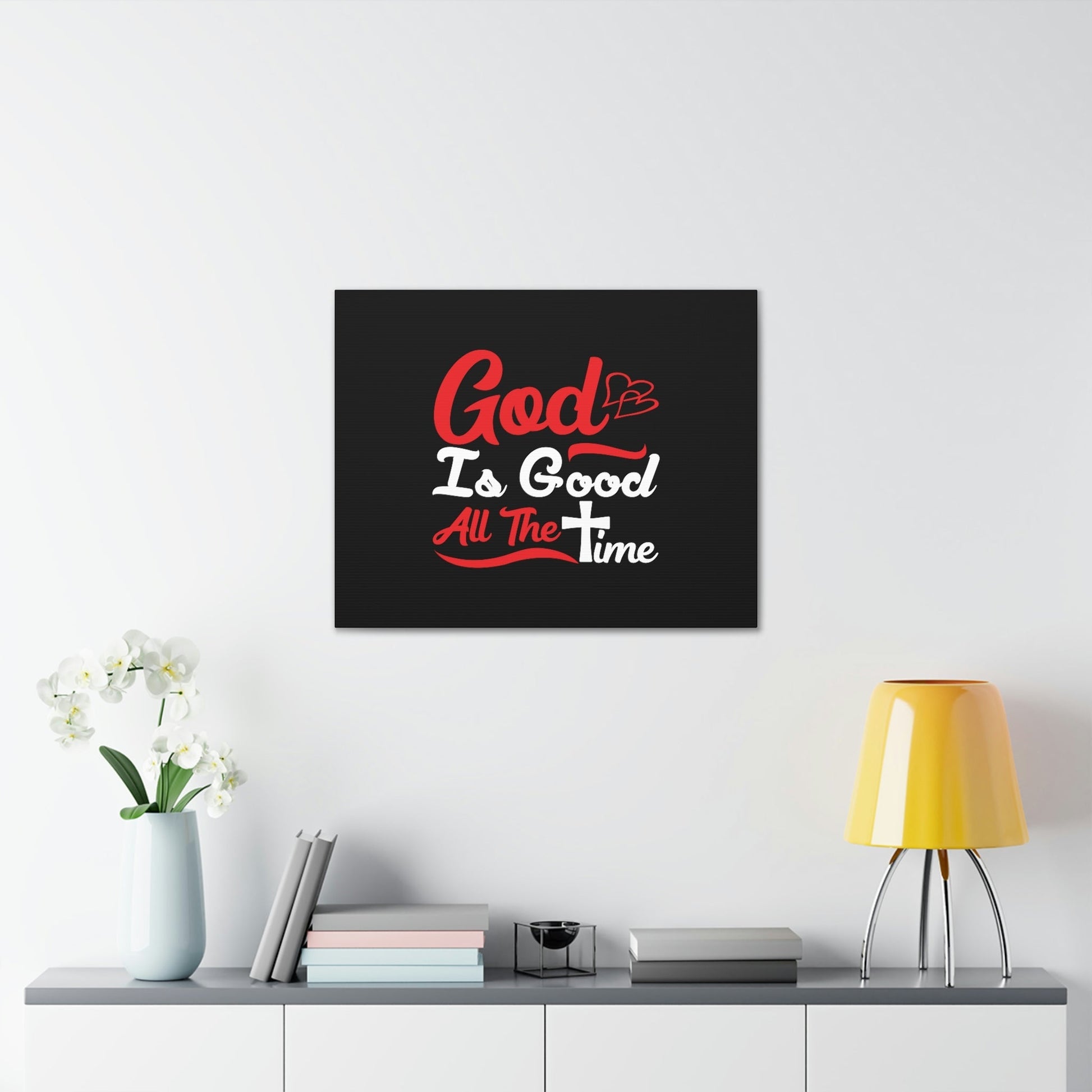 God Is Good All The Time Psalm 100:5 Red Christian Wall Art Bible Verse Print Ready to Hang Unframed-Express Your Love Gifts