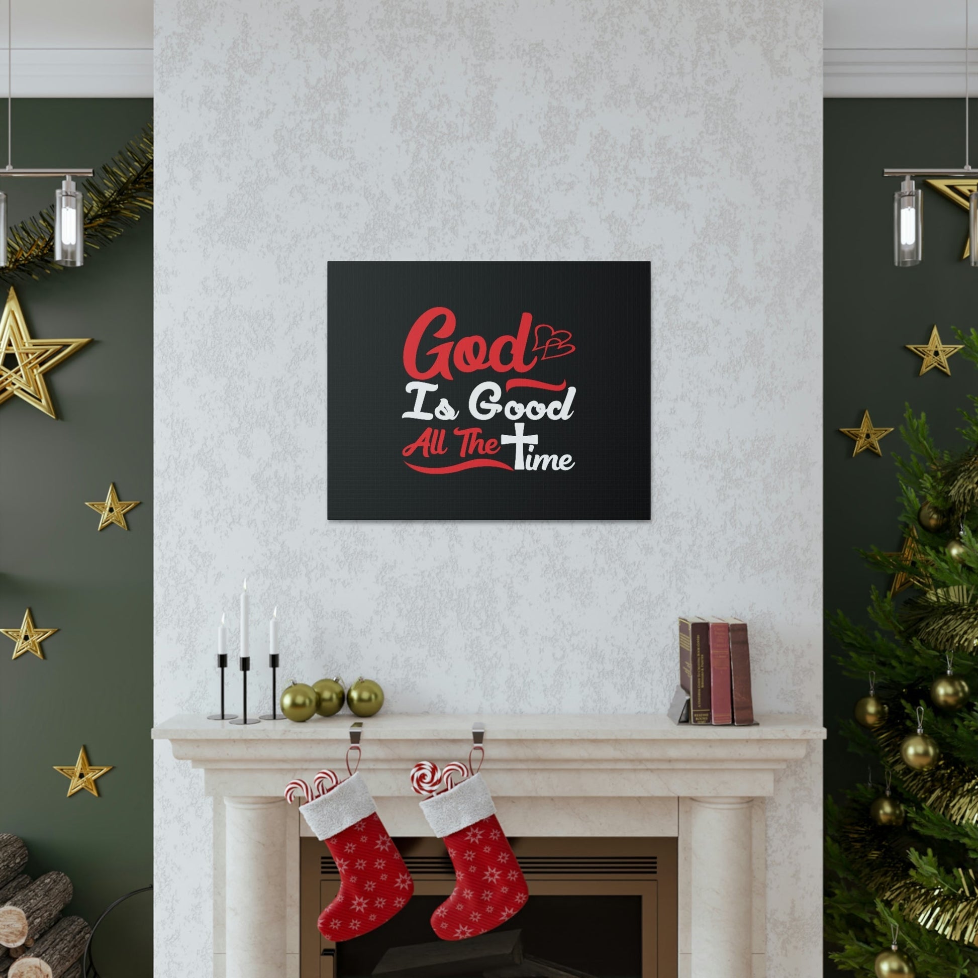 God Is Good All The Time Psalm 100:5 Red Christian Wall Art Bible Verse Print Ready to Hang Unframed-Express Your Love Gifts