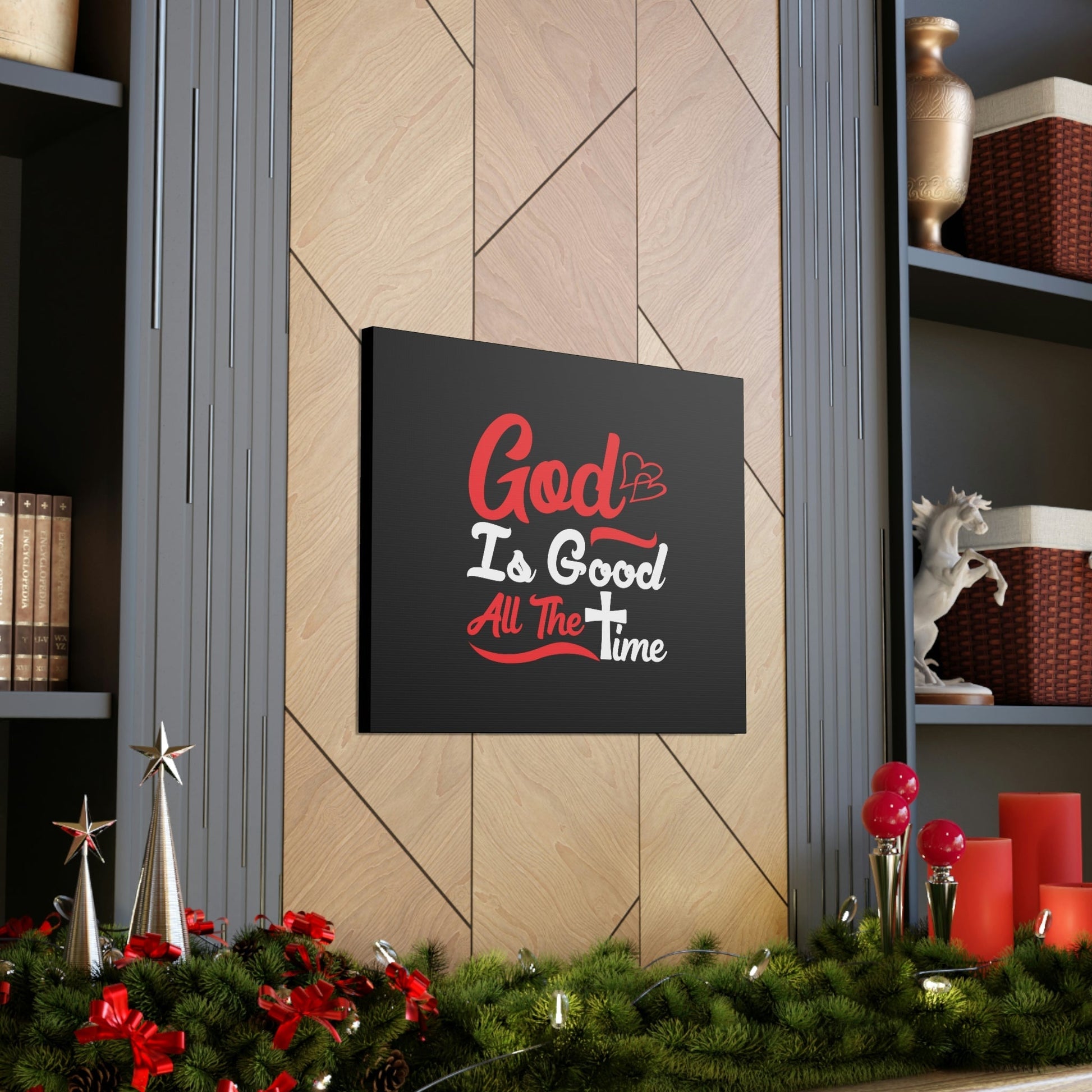 God Is Good All The Time Psalm 100:5 Red Christian Wall Art Bible Verse Print Ready to Hang Unframed-Express Your Love Gifts