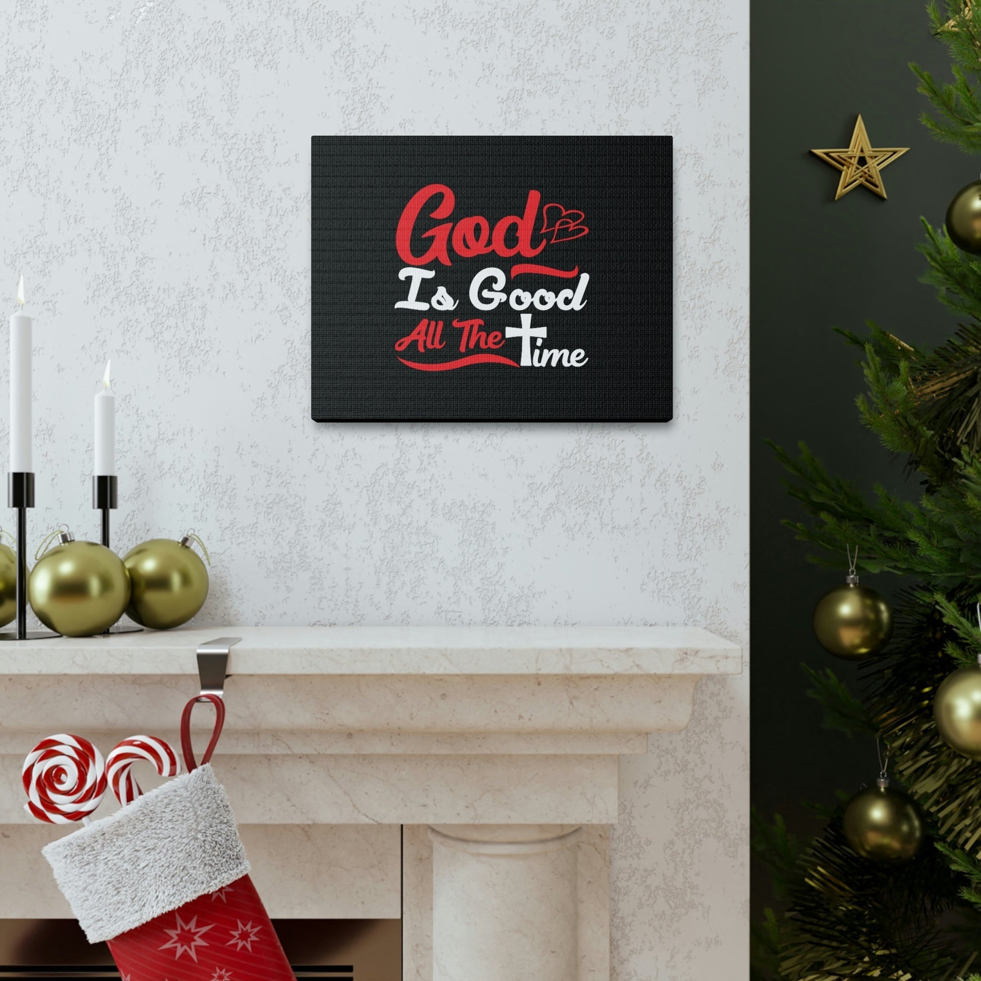 God Is Good All The Time Psalm 100:5 Red Christian Wall Art Bible Verse Print Ready to Hang Unframed-Express Your Love Gifts