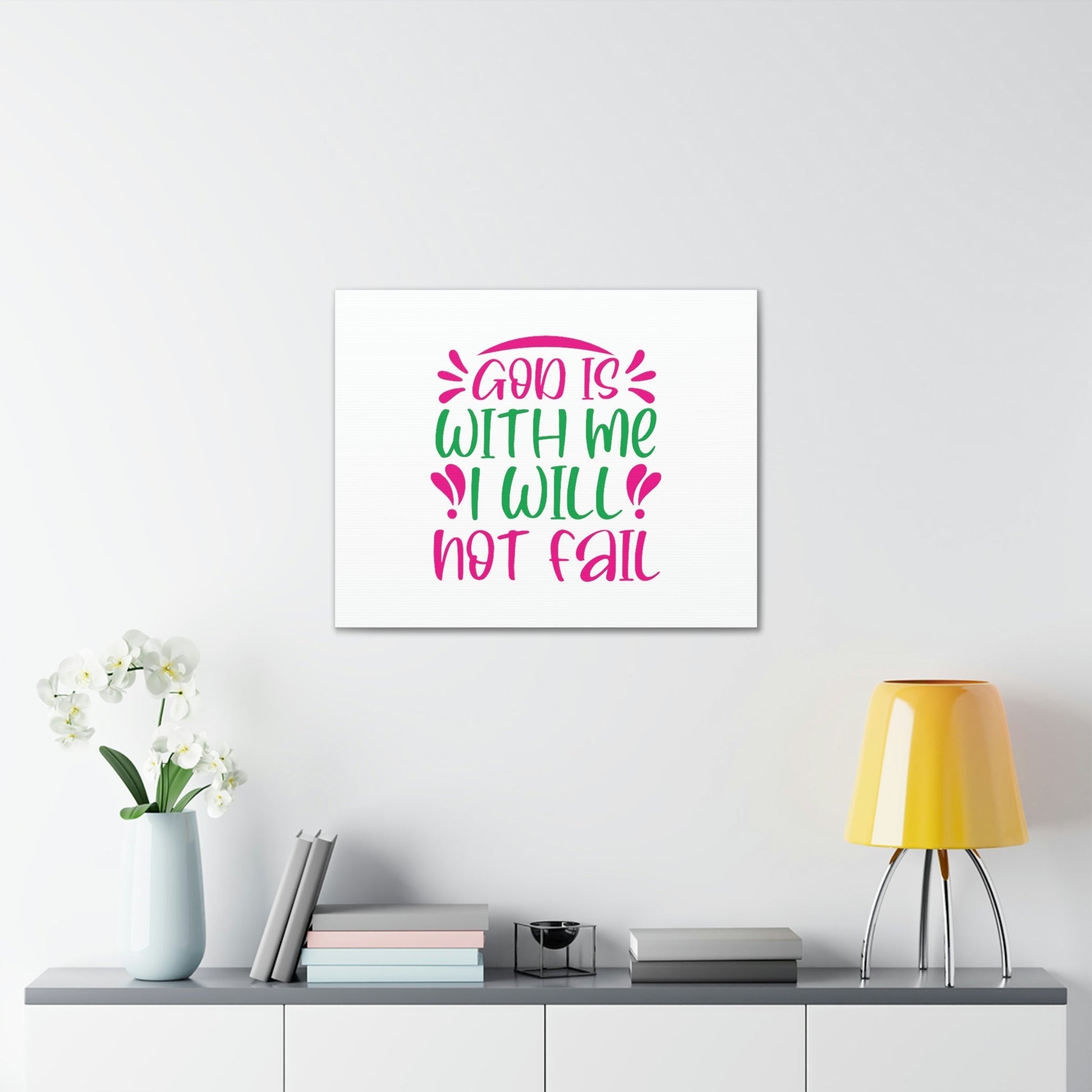 God Is With Me, I Will Not Fail Psalm 46:5 Christian Wall Art Bible Verse Print Ready to Hang Unframed-Express Your Love Gifts