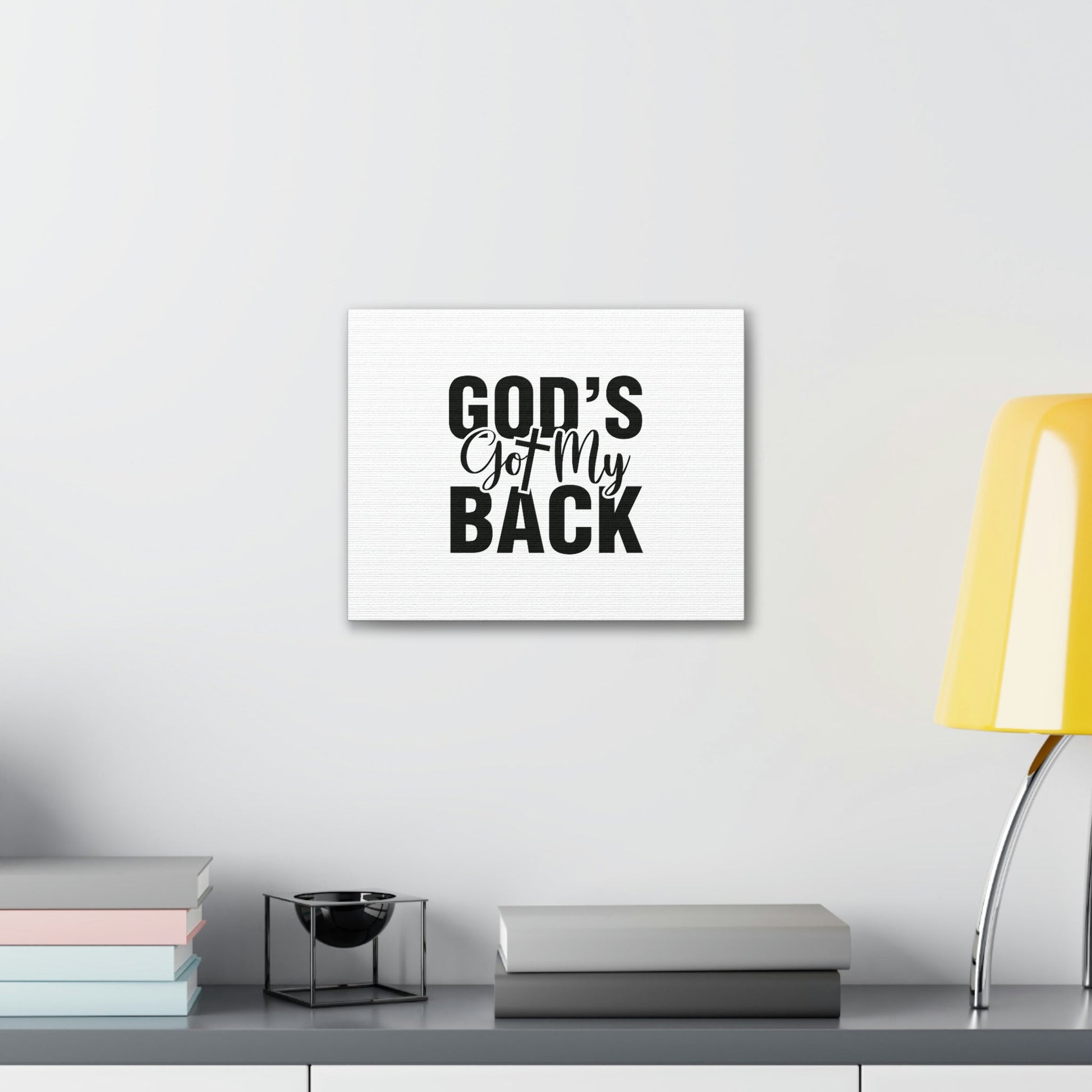 God's Got My Back 1 John 4:16 White Christian Wall Art Bible Verse Print Ready to Hang Unframed-Express Your Love Gifts