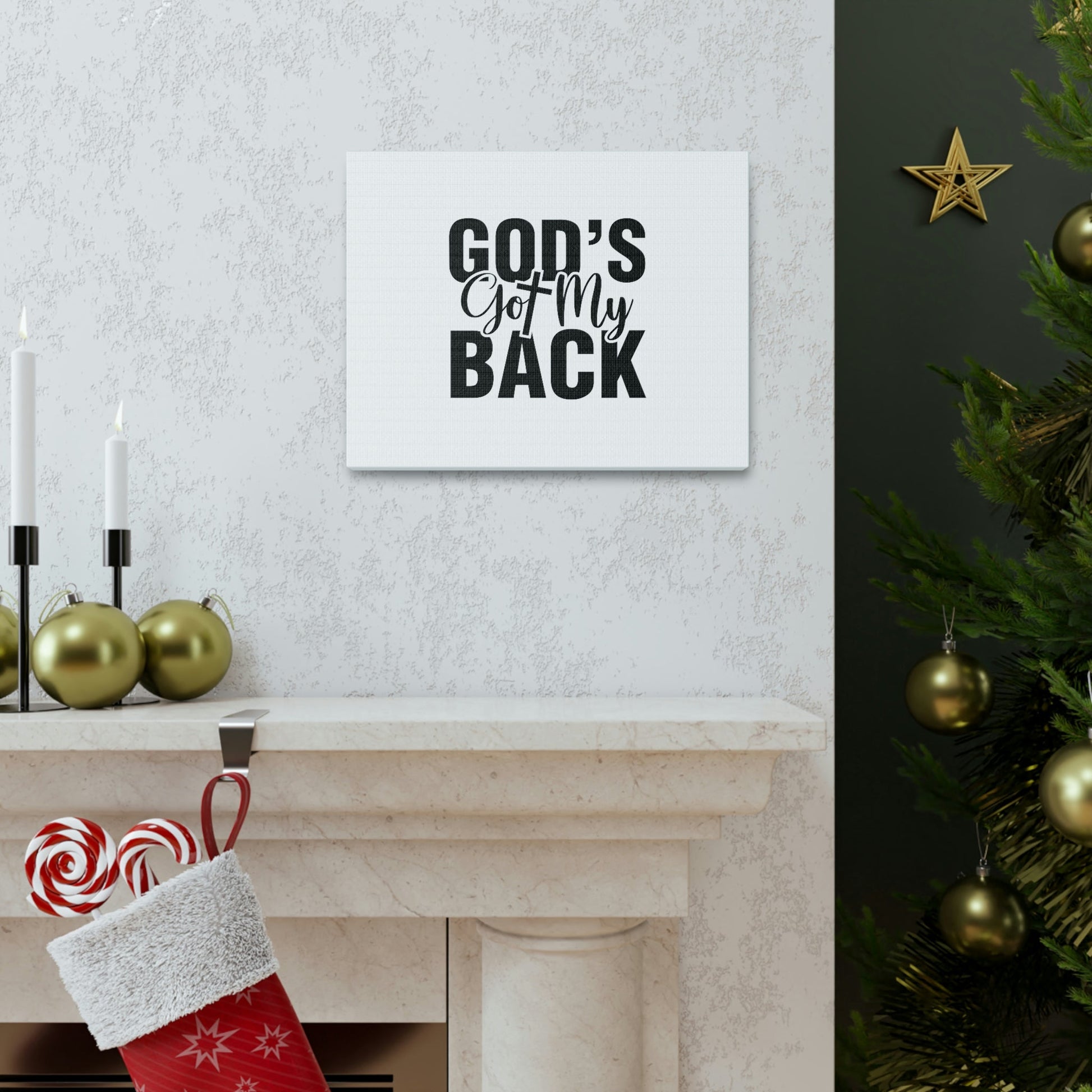 God's Got My Back 1 John 4:16 White Christian Wall Art Bible Verse Print Ready to Hang Unframed-Express Your Love Gifts