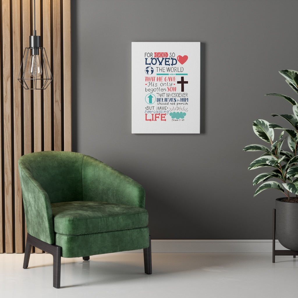God So Loved John 3:16 Bible Verse Canvas Christian Wall Art Ready to Hang Unframed-Express Your Love Gifts