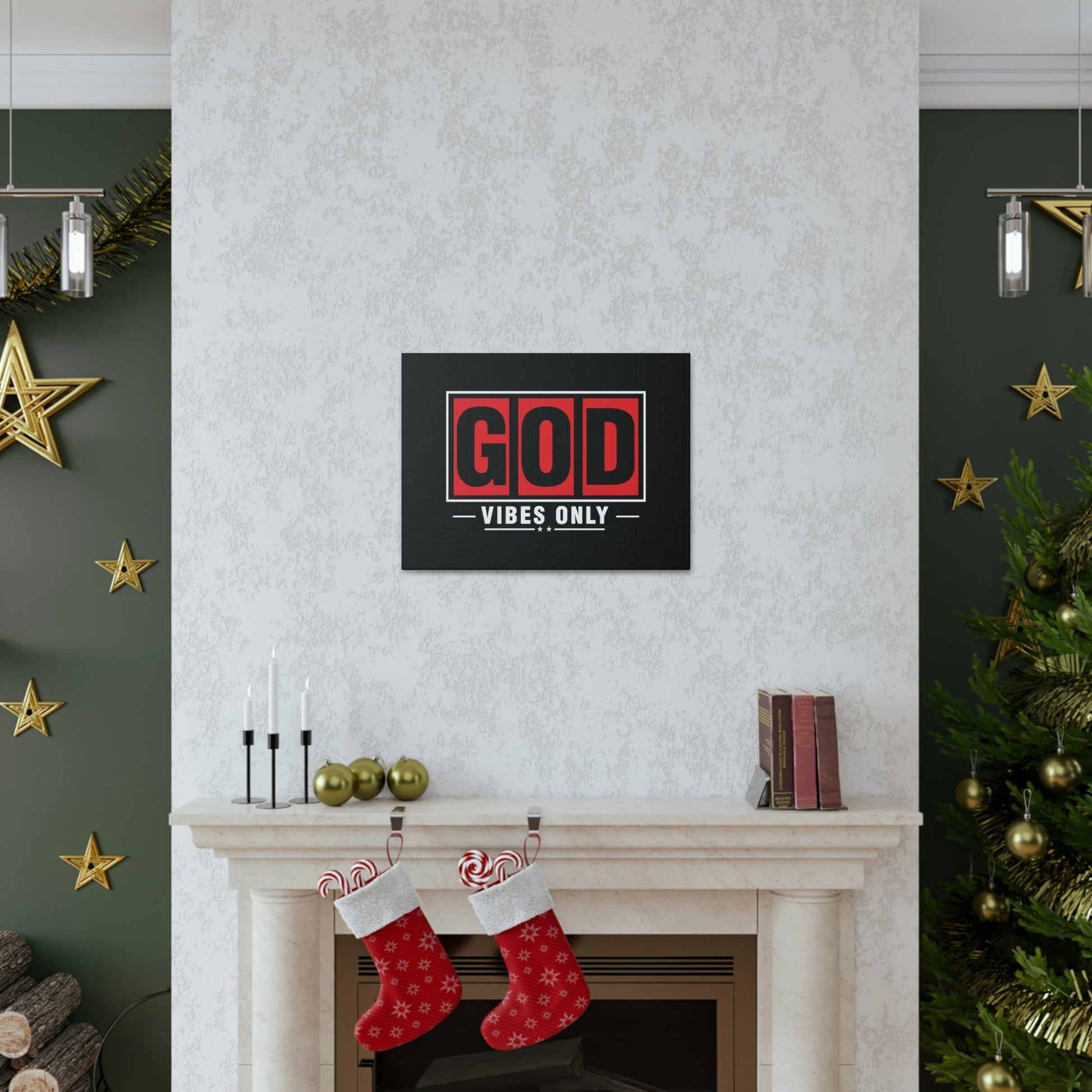 God Vibes Only Romans 15:13 Red Christian Wall Art Bible Verse Print Ready to Hang Unframed-Express Your Love Gifts