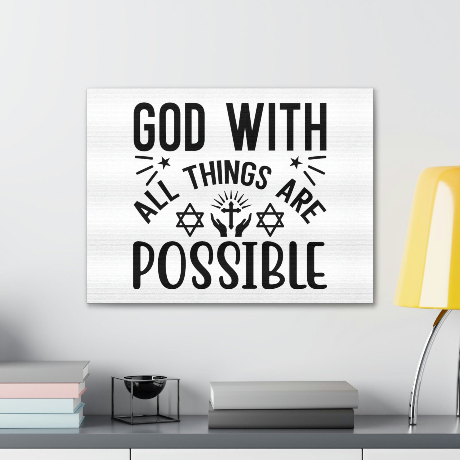 God With All Things Are Possible Luke 1:37 Christian Wall Art Bible Verse Print Ready to Hang Unframed-Express Your Love Gifts