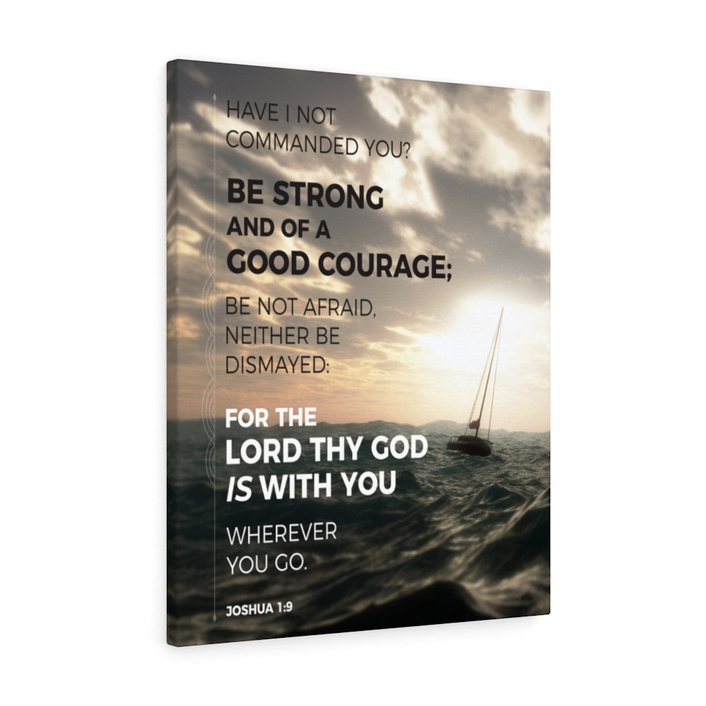 Good Courage Joshua 1:9 Sea Bible Verse Canvas Christian Wall Art Ready to Hang Unframed-Express Your Love Gifts