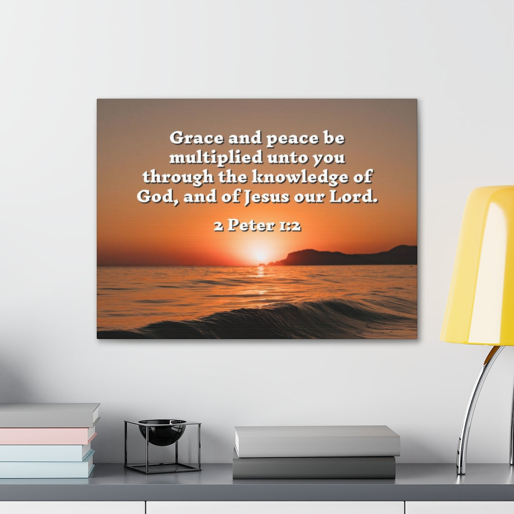 Scripture Walls Grace And Peace 2 Peter 1:2 Bible Verse Canvas Christian Wall Art Ready to Hang Unframed-Express Your Love Gifts