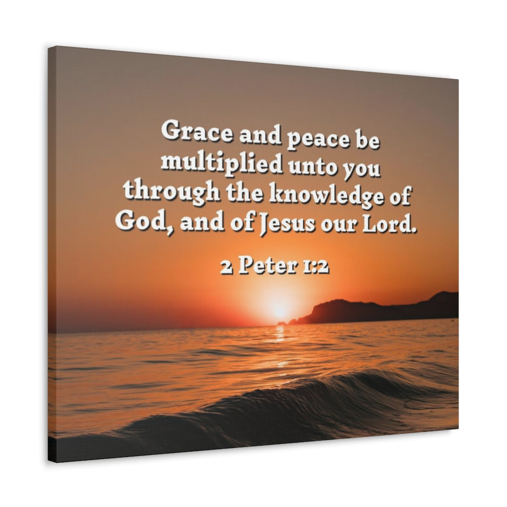 Scripture Walls Grace And Peace 2 Peter 1:2 Bible Verse Canvas Christian Wall Art Ready to Hang Unframed-Express Your Love Gifts