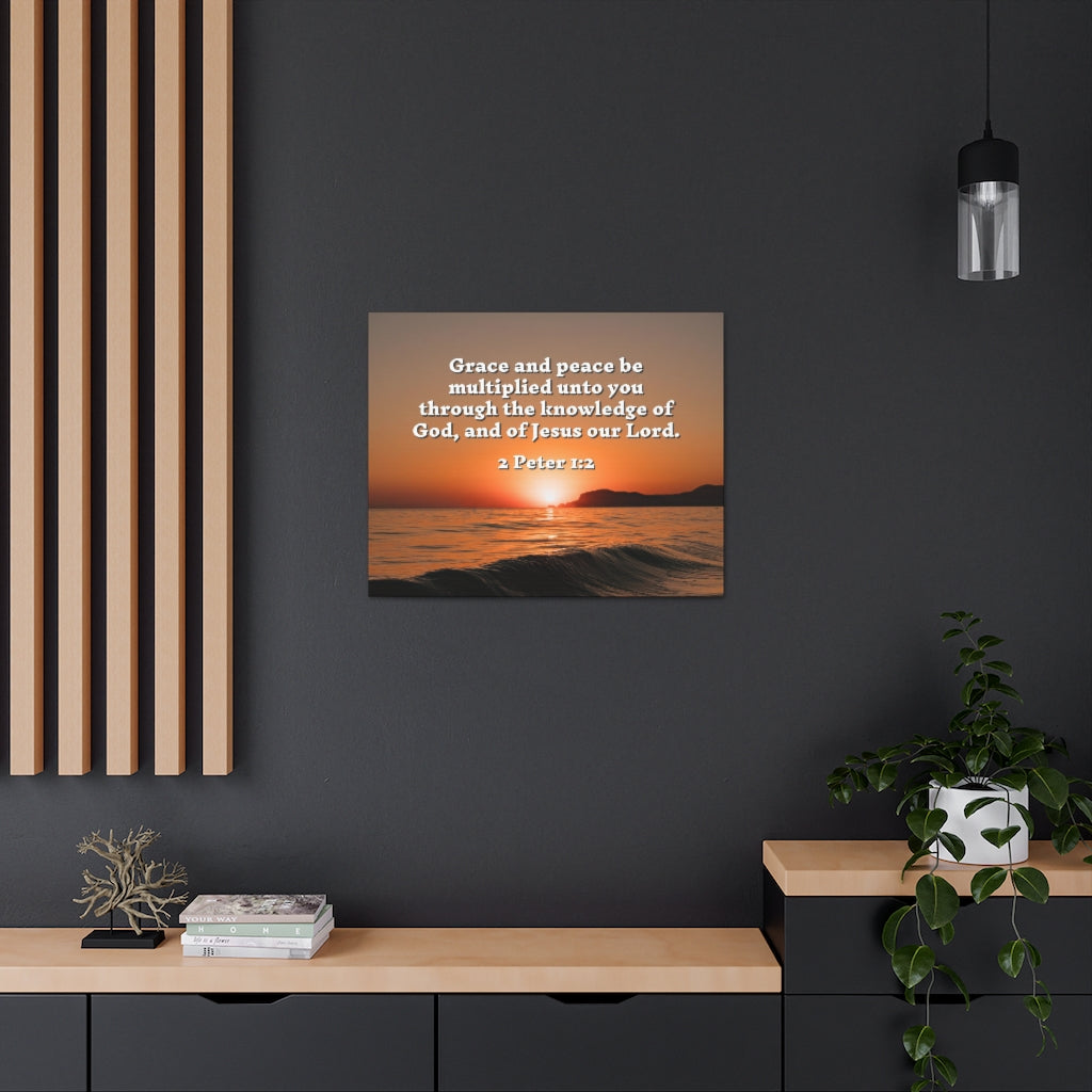 Scripture Walls Grace And Peace 2 Peter 1:2 Bible Verse Canvas Christian Wall Art Ready to Hang Unframed-Express Your Love Gifts