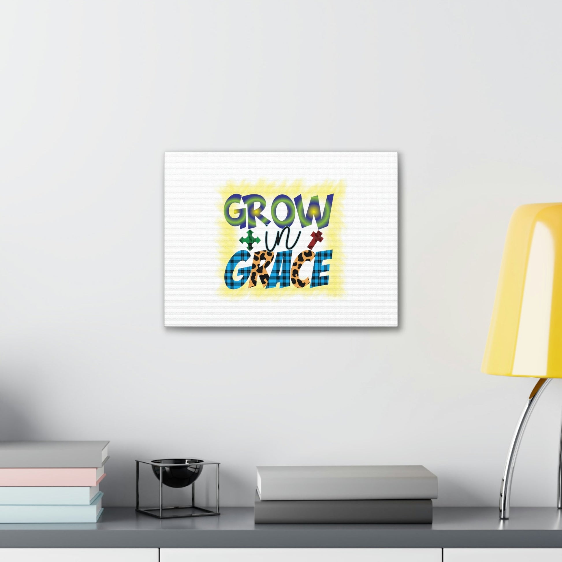 Grow In Grace 2 Peter 3:18 Yellow Christian Wall Art Bible Verse Print Ready to Hang Unframed-Express Your Love Gifts