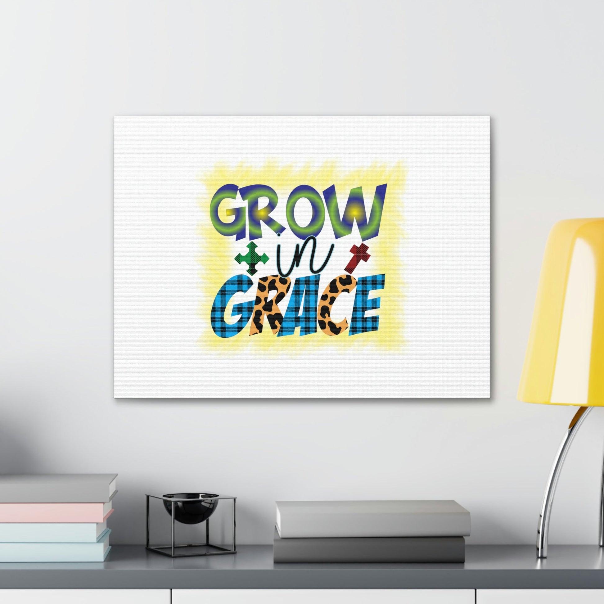 Grow In Grace 2 Peter 3:18 Yellow Christian Wall Art Bible Verse Print Ready to Hang Unframed-Express Your Love Gifts