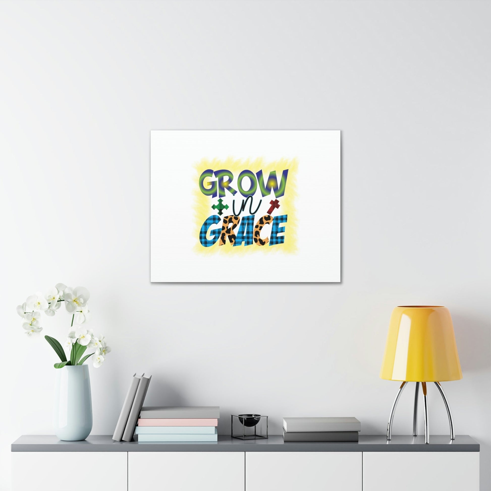 Grow In Grace 2 Peter 3:18 Yellow Christian Wall Art Bible Verse Print Ready to Hang Unframed-Express Your Love Gifts