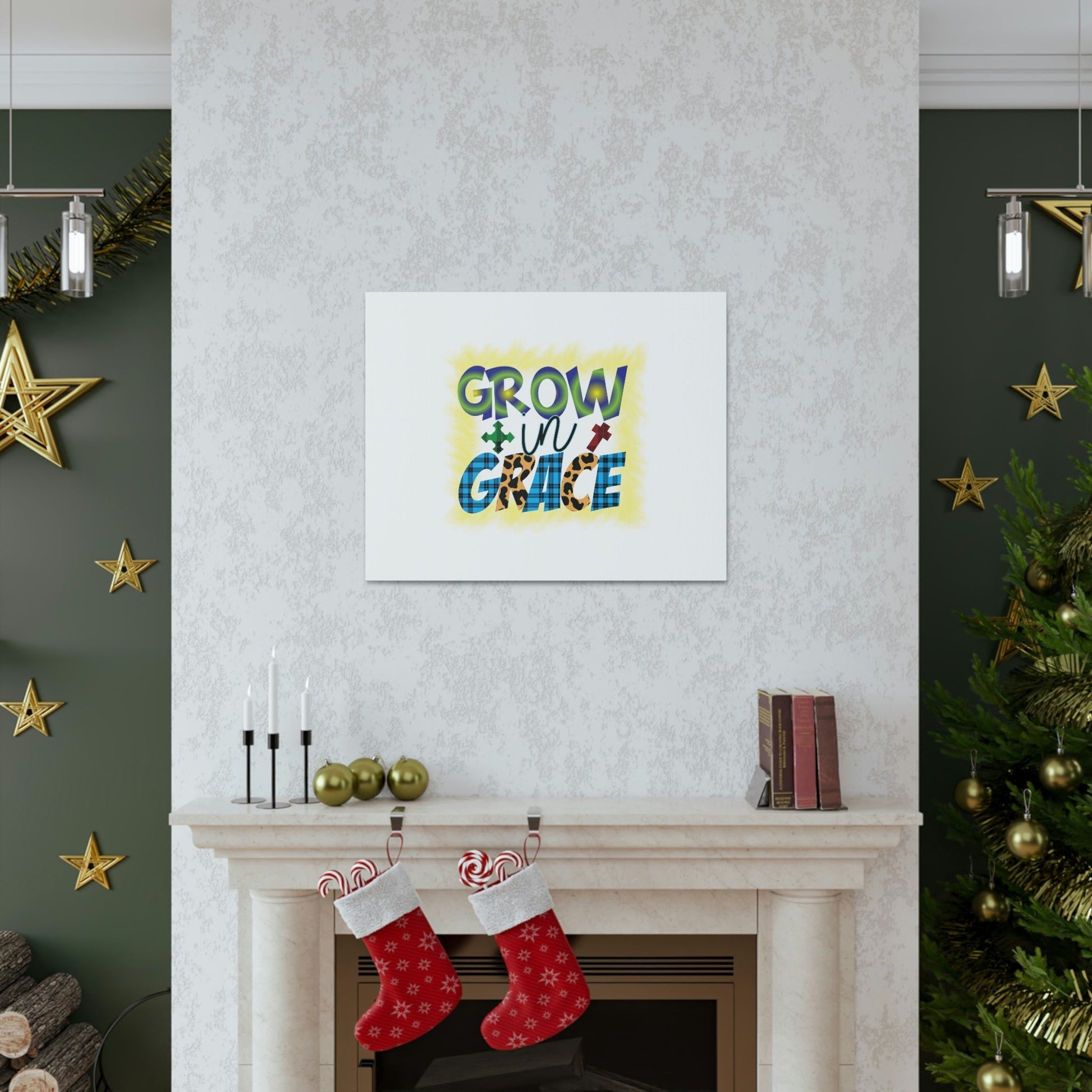 Grow In Grace 2 Peter 3:18 Yellow Christian Wall Art Bible Verse Print Ready to Hang Unframed-Express Your Love Gifts