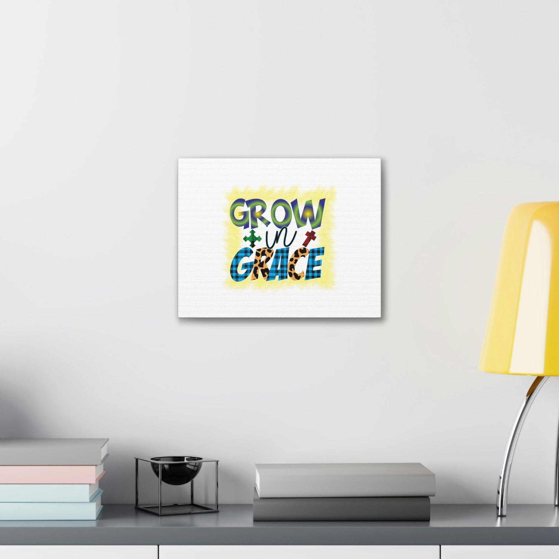 Grow In Grace 2 Peter 3:18 Yellow Christian Wall Art Bible Verse Print Ready to Hang Unframed-Express Your Love Gifts
