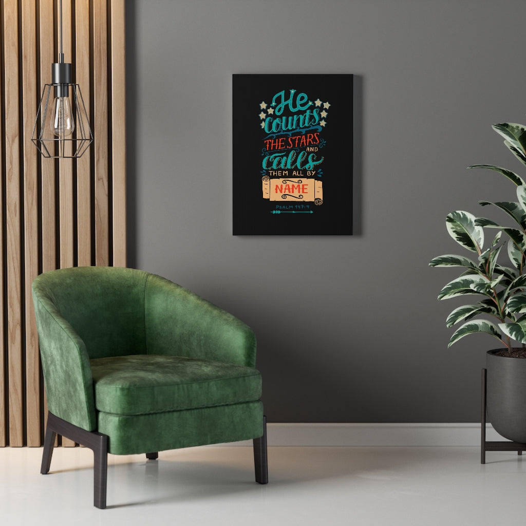 He Counts The Stars Psalm 147:4 Bible Verse Canvas Christian Wall Art Ready to Hang Unframed-Express Your Love Gifts