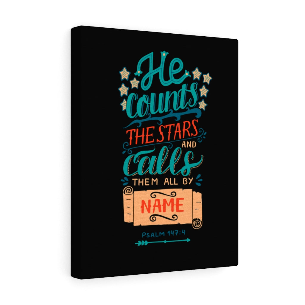 He Counts The Stars Psalm 147:4 Bible Verse Canvas Christian Wall Art Ready to Hang Unframed-Express Your Love Gifts