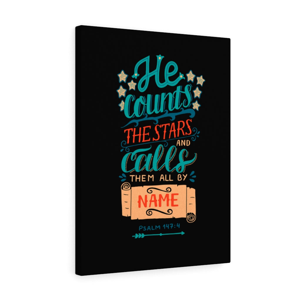 He Counts The Stars Psalm 147:4 Bible Verse Canvas Christian Wall Art Ready to Hang Unframed-Express Your Love Gifts