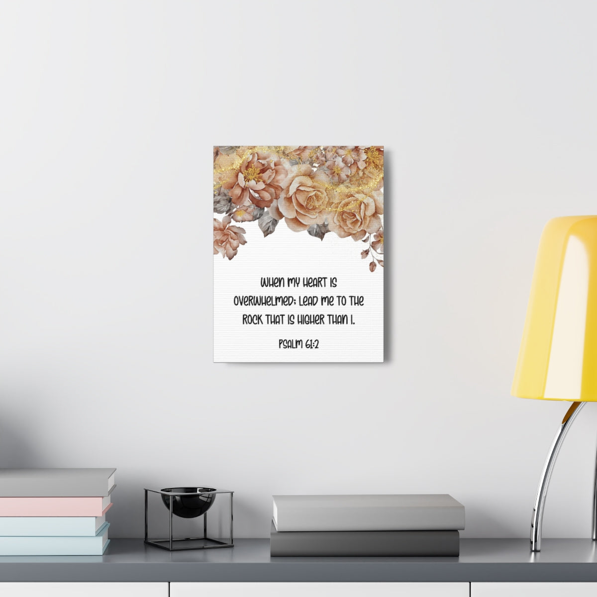 Scripture Walls Higher Than I Psalm 61:2 Floral Bible Verse Canvas Christian Wall Art Ready to Hang Unframed-Express Your Love Gifts