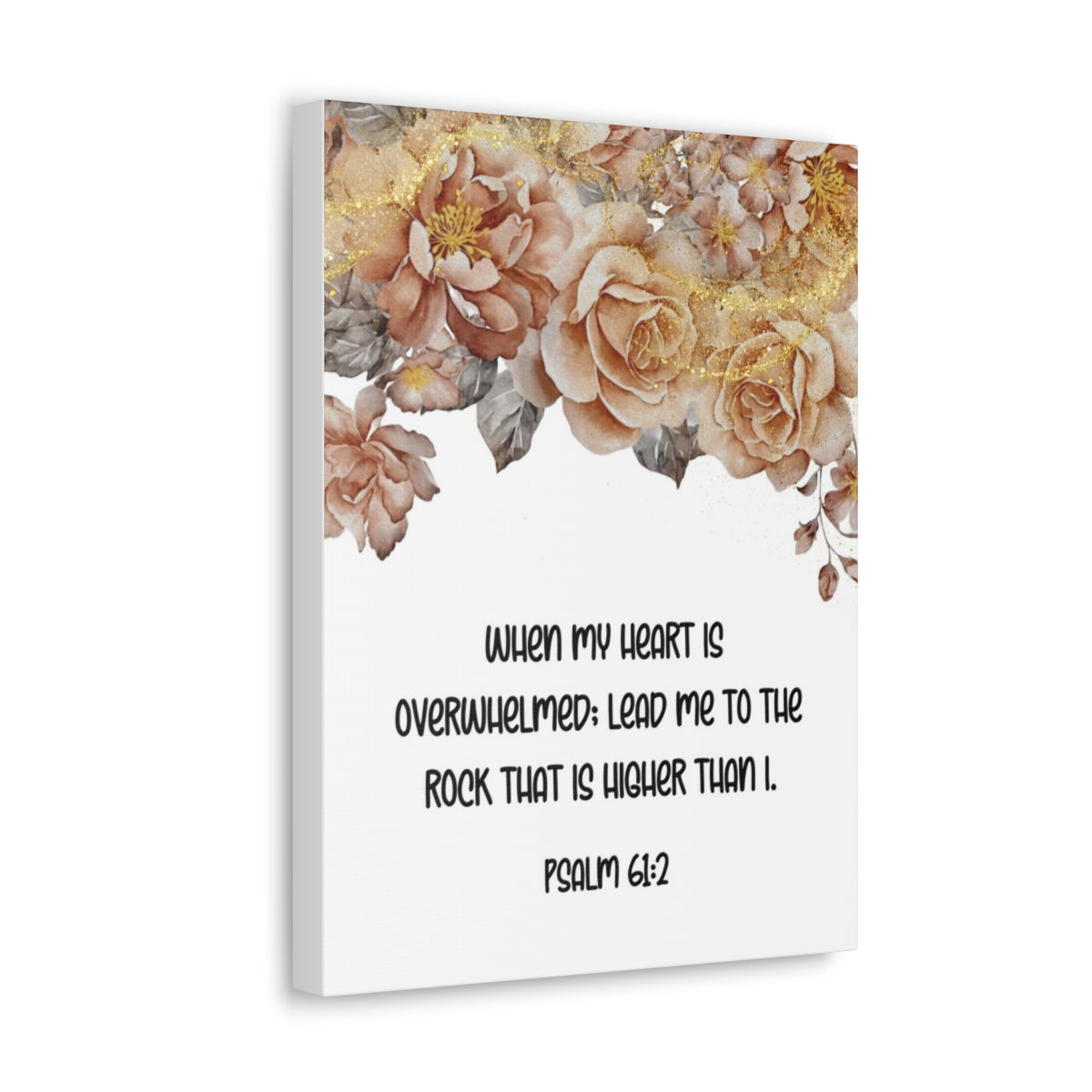 Scripture Walls Higher Than I Psalm 61:2 Floral Bible Verse Canvas Christian Wall Art Ready to Hang Unframed-Express Your Love Gifts