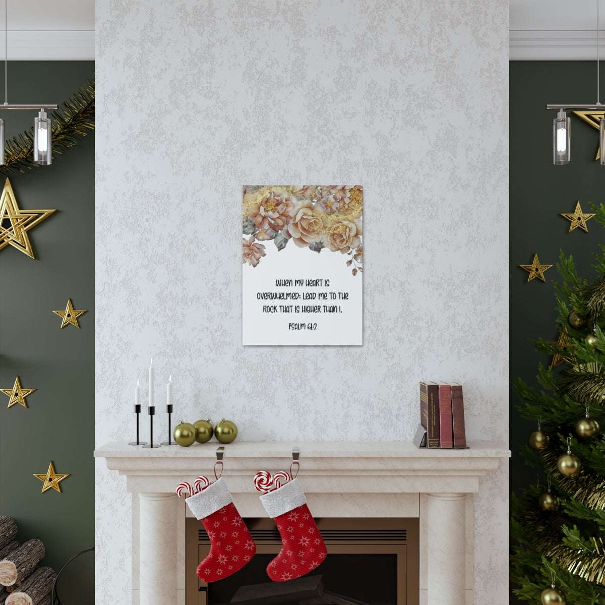 Scripture Walls Higher Than I Psalm 61:2 Floral Bible Verse Canvas Christian Wall Art Ready to Hang Unframed-Express Your Love Gifts