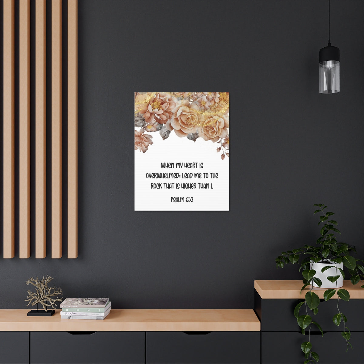 Scripture Walls Higher Than I Psalm 61:2 Floral Bible Verse Canvas Christian Wall Art Ready to Hang Unframed-Express Your Love Gifts