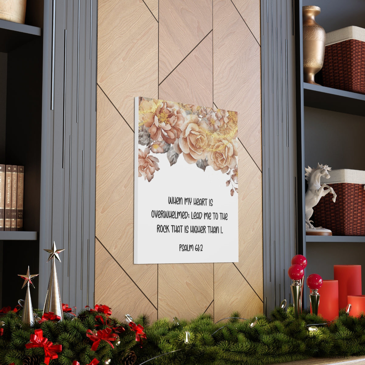 Scripture Walls Higher Than I Psalm 61:2 Floral Bible Verse Canvas Christian Wall Art Ready to Hang Unframed-Express Your Love Gifts