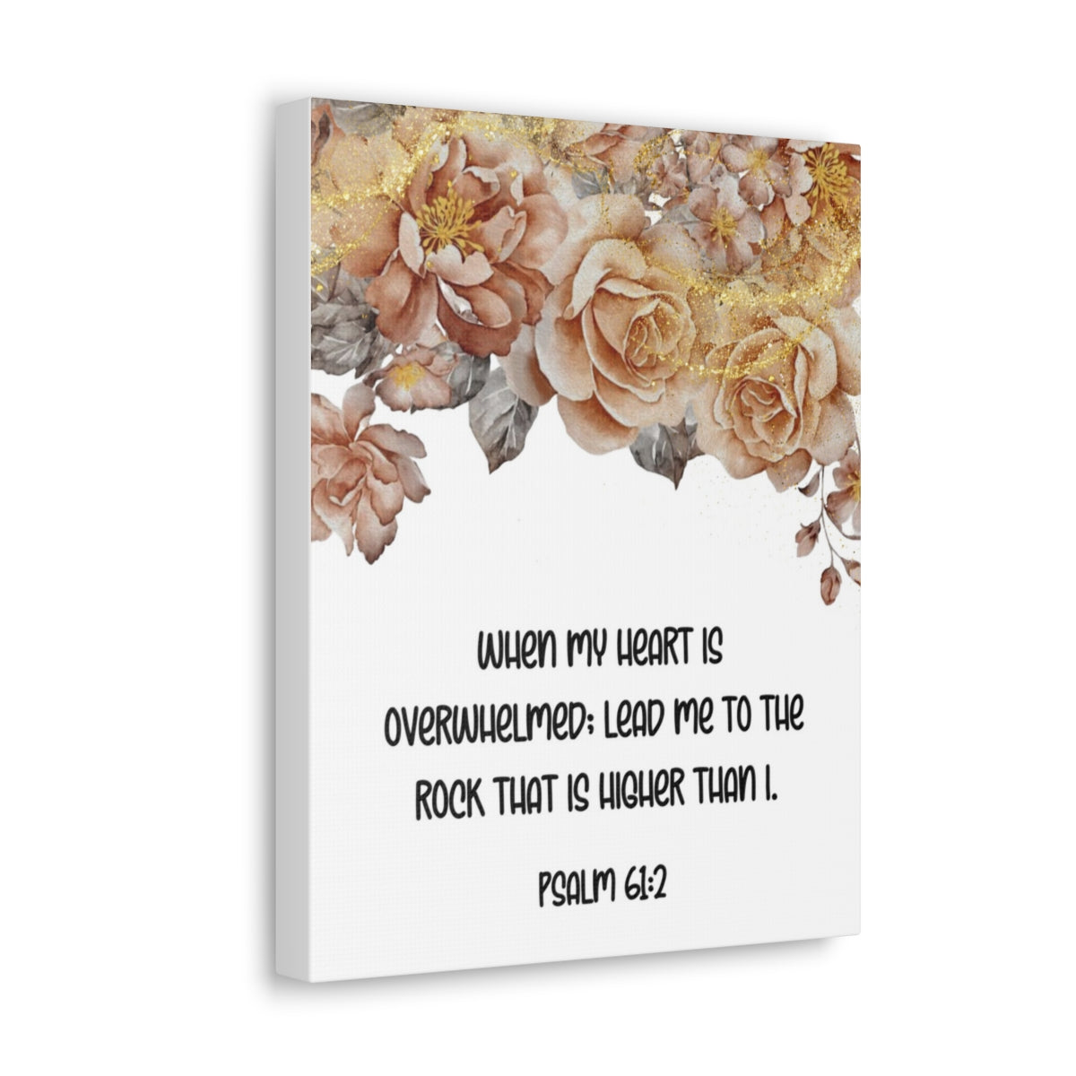 Scripture Walls Higher Than I Psalm 61:2 Floral Bible Verse Canvas Christian Wall Art Ready to Hang Unframed-Express Your Love Gifts