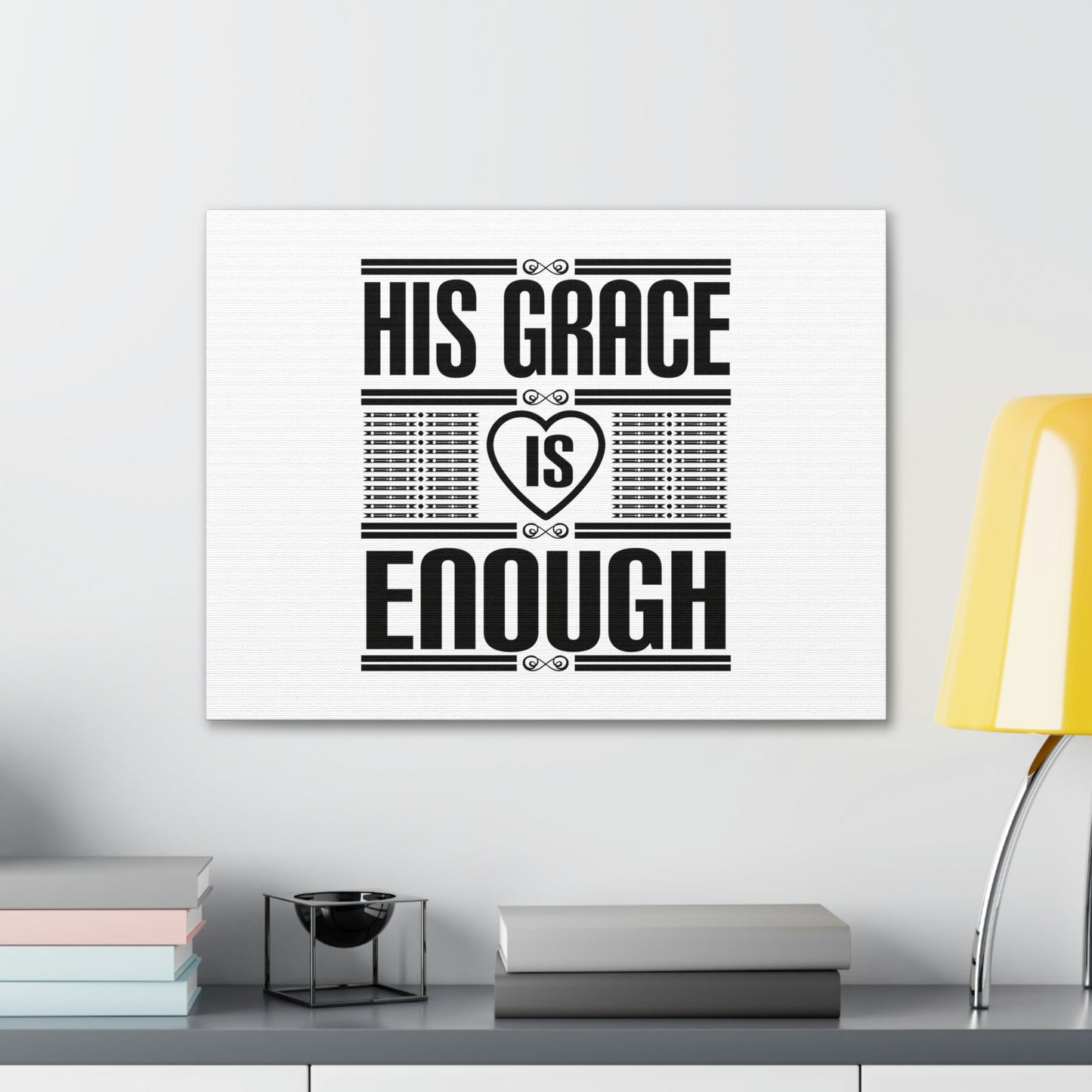 His Grace Is Enough 2 Corinthians 12:9 Heart White Christian Wall Art Bible Verse Print Ready to Hang Unframed-Express Your Love Gifts