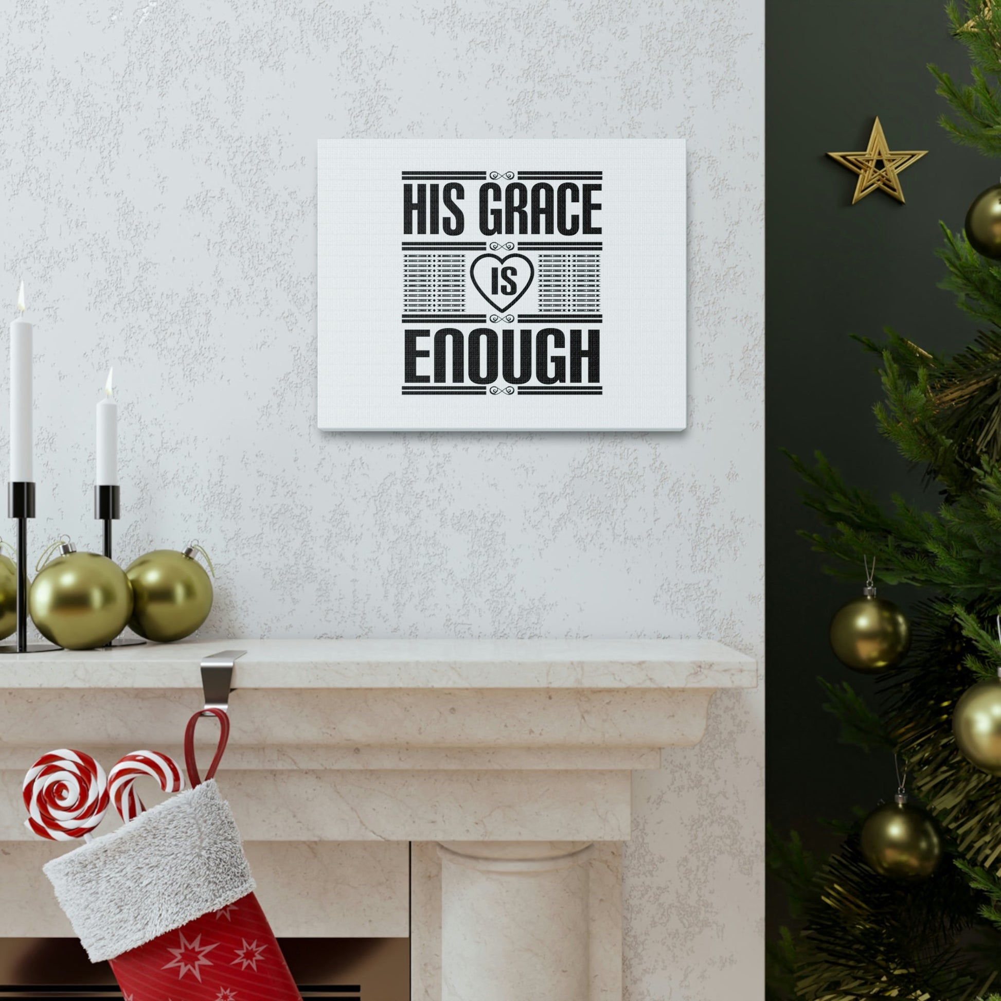His Grace Is Enough 2 Corinthians 12:9 Heart White Christian Wall Art Bible Verse Print Ready to Hang Unframed-Express Your Love Gifts