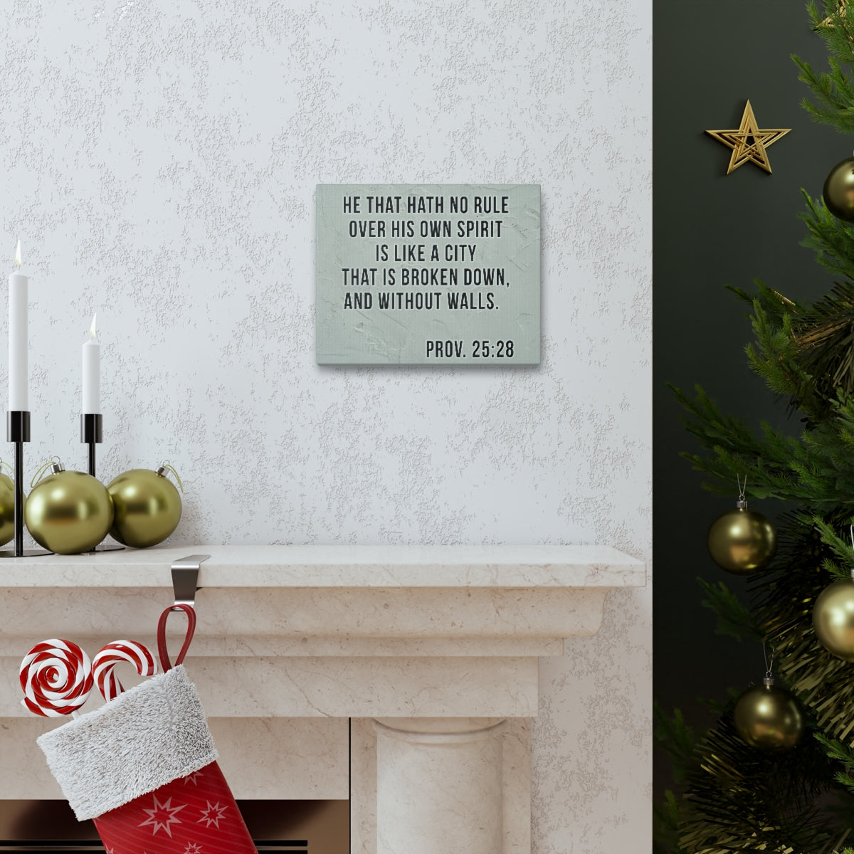 Scripture Walls His Own Spirit Proverbs 25:28 Bible Verse Canvas Christian Wall Art Bible Verse Print Ready To Hang Unframed-Express Your Love Gifts