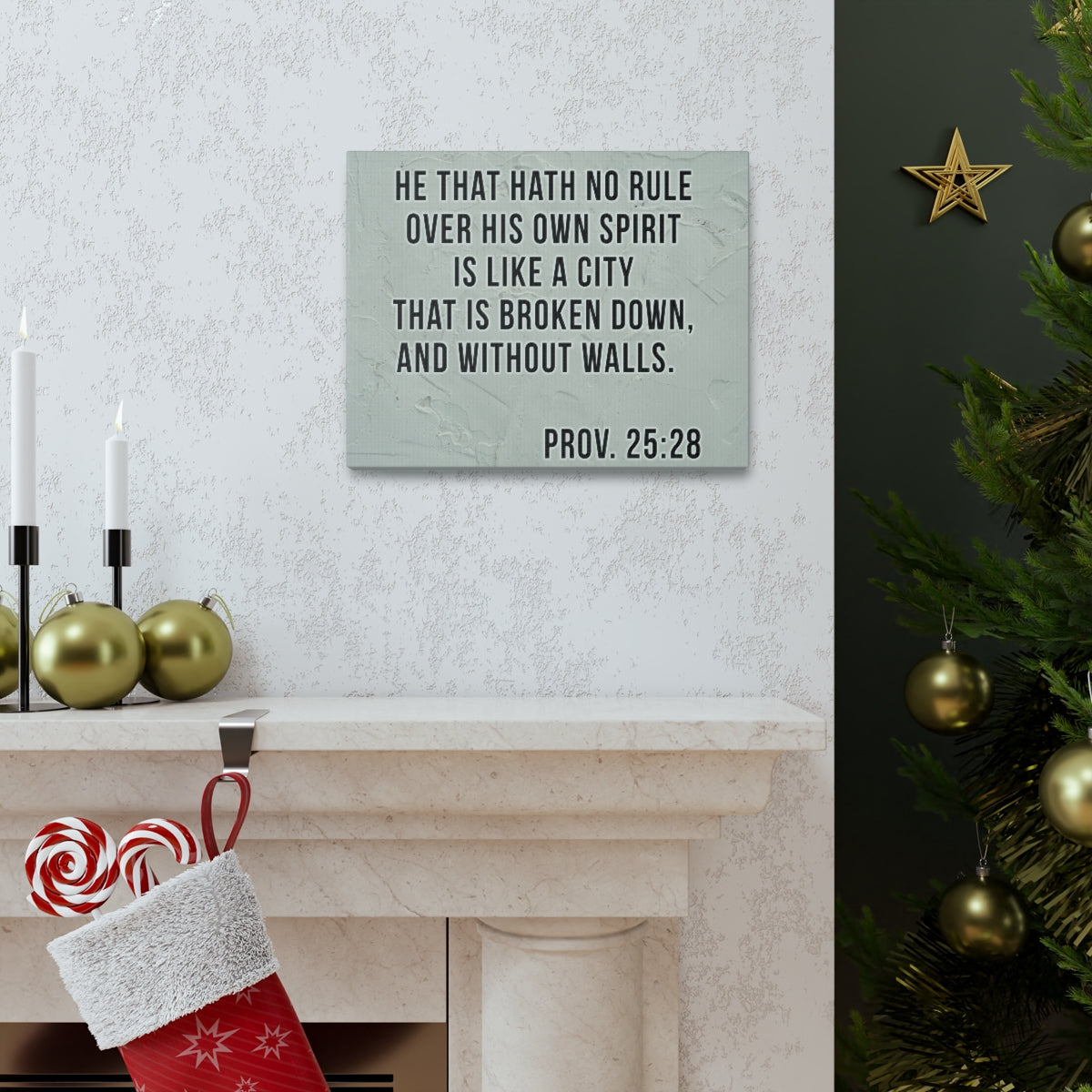 Scripture Walls His Own Spirit Proverbs 25:28 Bible Verse Canvas Christian Wall Art Bible Verse Print Ready To Hang Unframed-Express Your Love Gifts