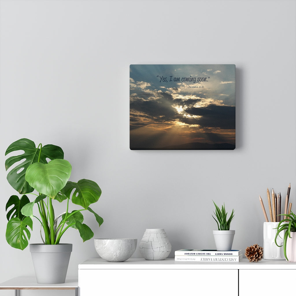 I Am Coming Soon Revelation 22:20 Bible Verse Canvas Christian Wall Art Ready to Hang Unframed-Express Your Love Gifts