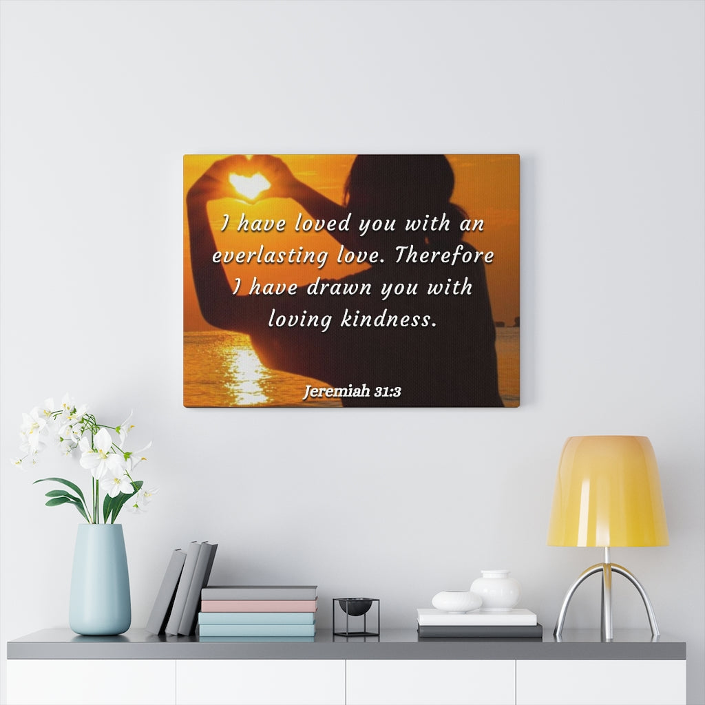 I Have Loved You Jeremiah 31:3 Bible Verse Canvas Christian Wall Art Ready to Hang Unframed-Express Your Love Gifts