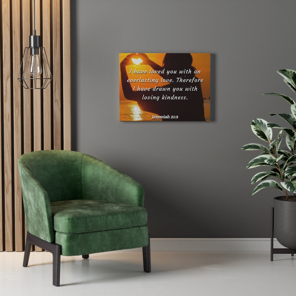 I Have Loved You Jeremiah 31:3 Bible Verse Canvas Christian Wall Art Ready to Hang Unframed-Express Your Love Gifts
