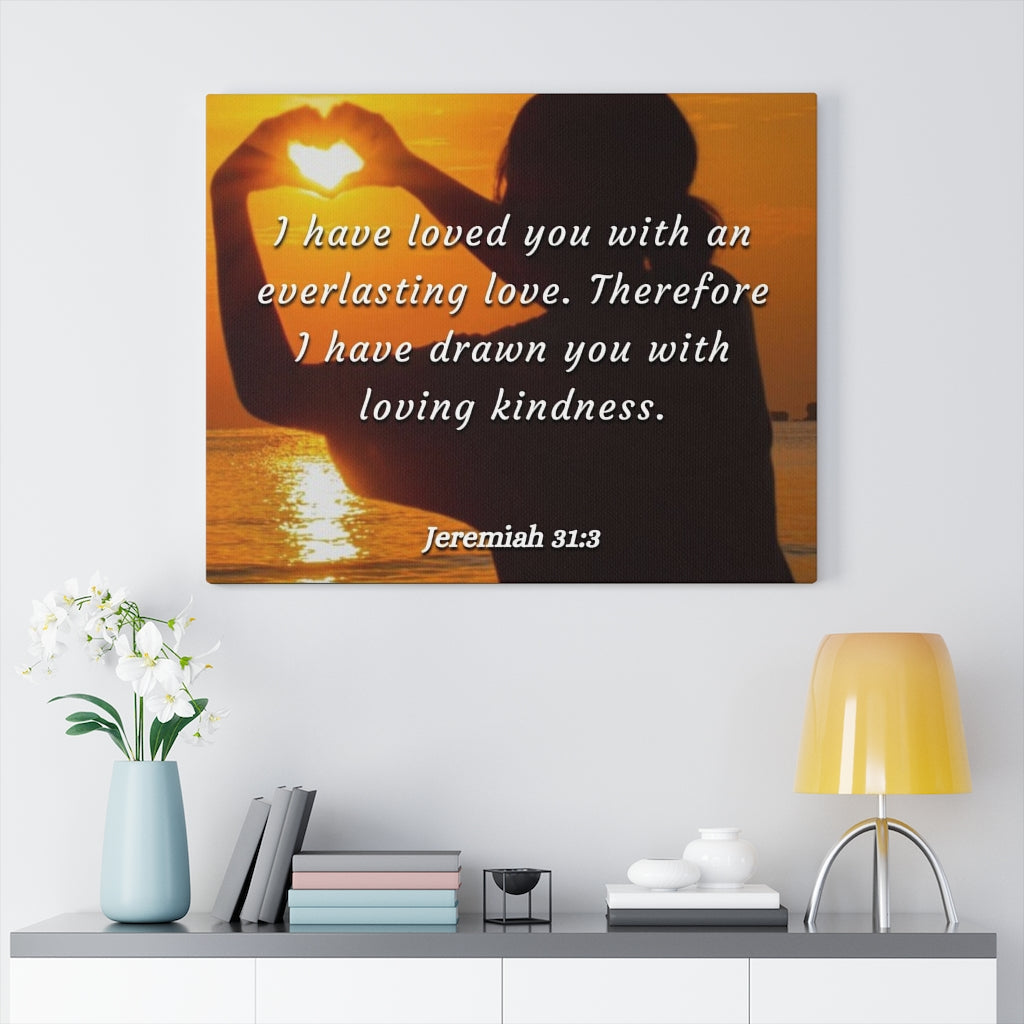 I Have Loved You Jeremiah 31:3 Bible Verse Canvas Christian Wall Art Ready to Hang Unframed-Express Your Love Gifts
