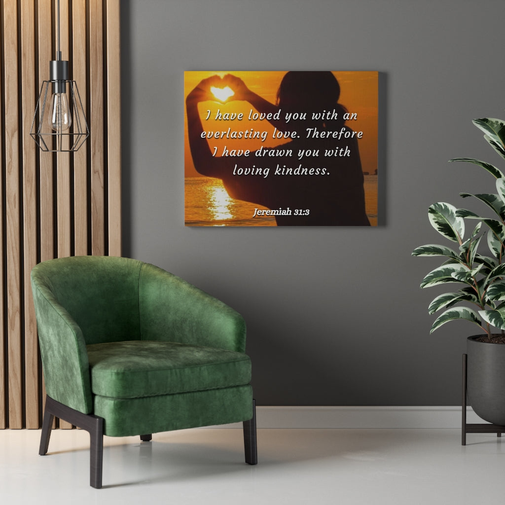 I Have Loved You Jeremiah 31:3 Bible Verse Canvas Christian Wall Art Ready to Hang Unframed-Express Your Love Gifts