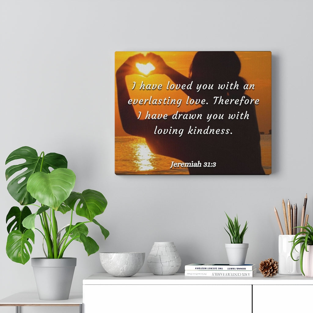 I Have Loved You Jeremiah 31:3 Bible Verse Canvas Christian Wall Art Ready to Hang Unframed-Express Your Love Gifts
