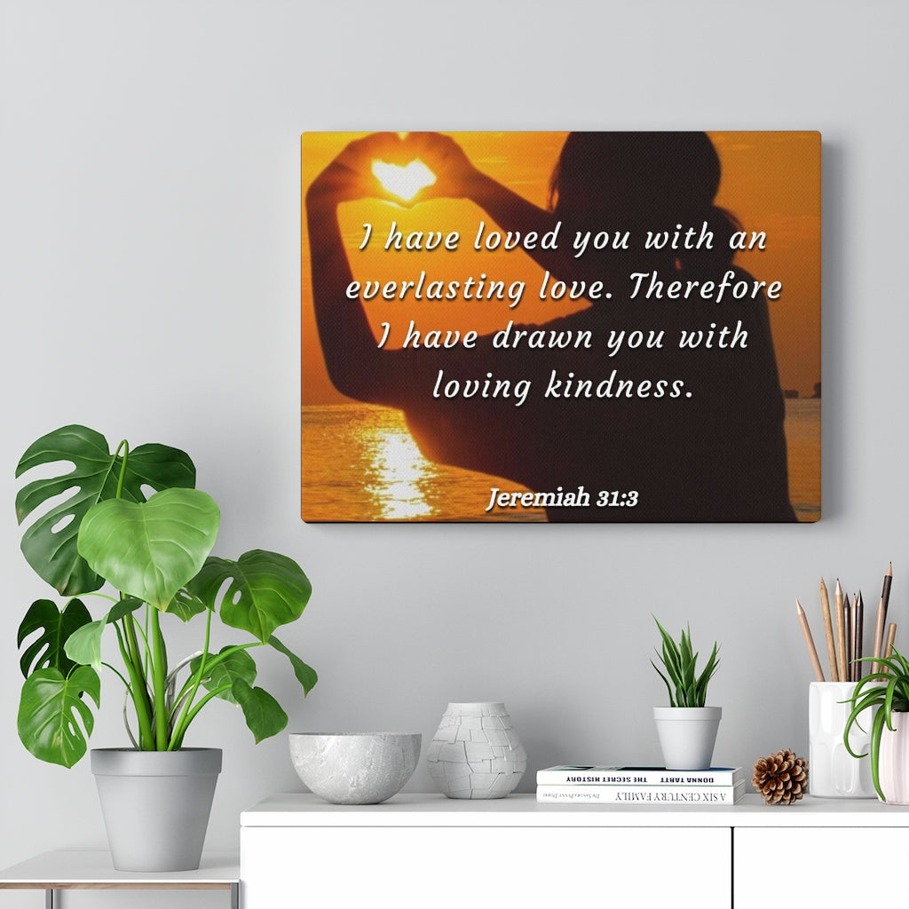 I Have Loved You Jeremiah 31:3 Bible Verse Canvas Christian Wall Art Ready to Hang Unframed-Express Your Love Gifts