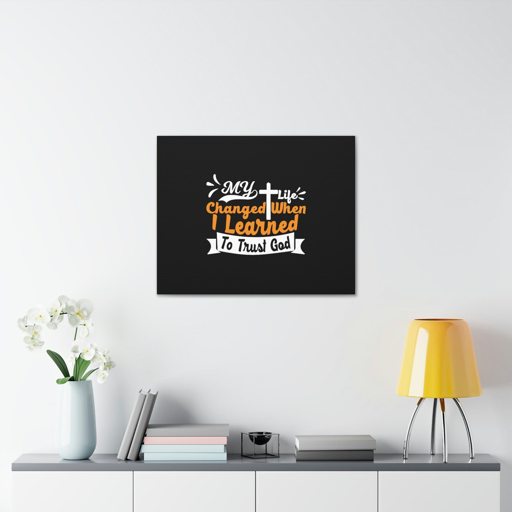 I Learned To Trust God 2 Corinthians 5:17 Orange Christian Wall Art Bible Verse Print Ready to Hang Unframed-Express Your Love Gifts