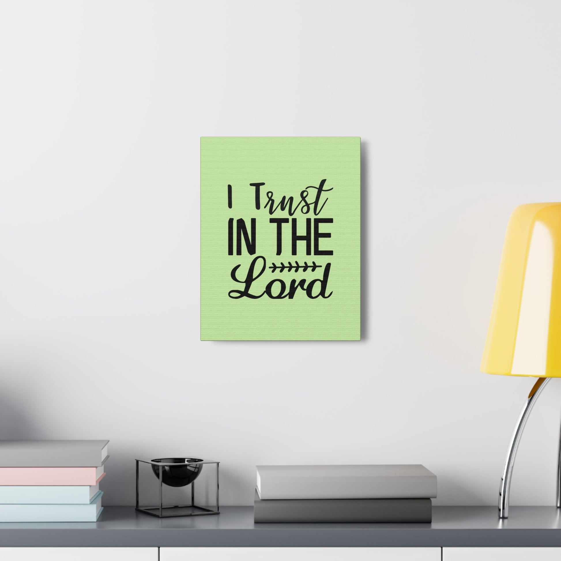 Scripture Walls I Trust In The Lord Leaf Green Proverbs 3:5 Bible Canvas Christian Wall Art Ready to Hang Unframed-Express Your Love Gifts