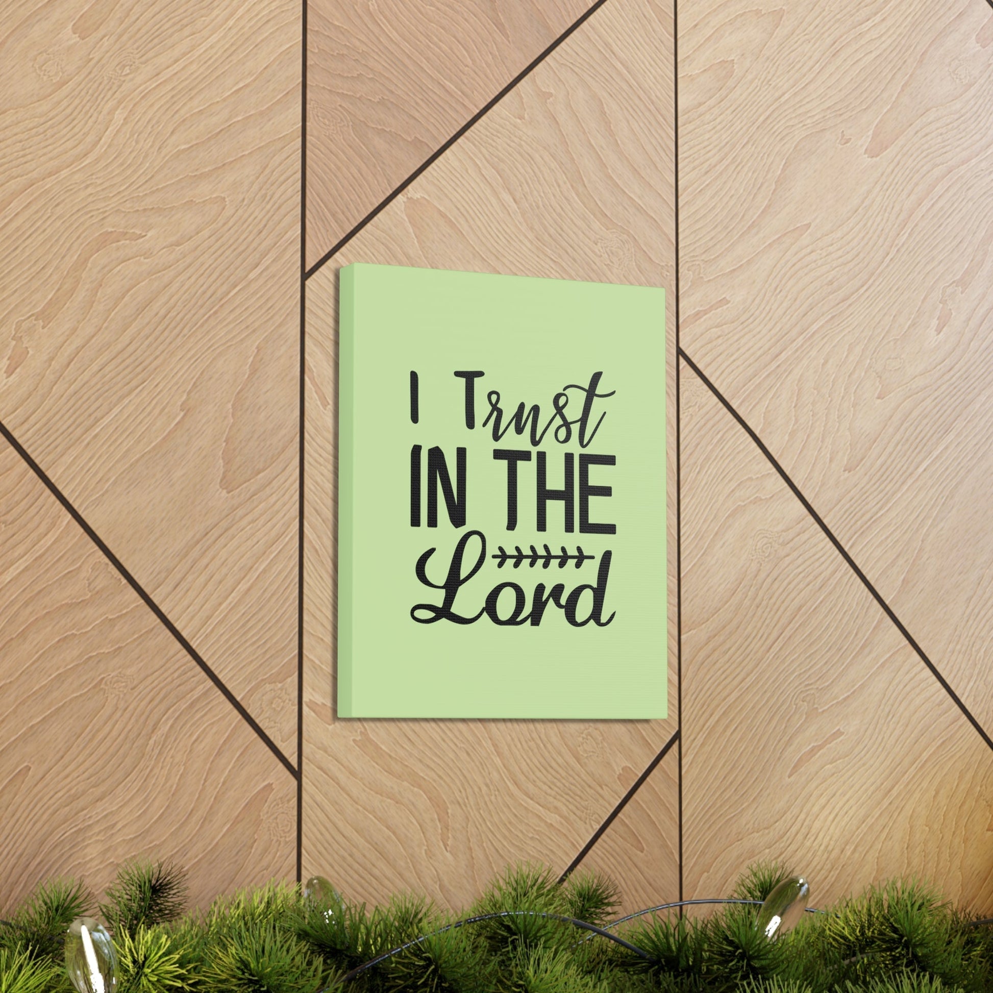 Scripture Walls I Trust In The Lord Leaf Green Proverbs 3:5 Bible Canvas Christian Wall Art Ready to Hang Unframed-Express Your Love Gifts